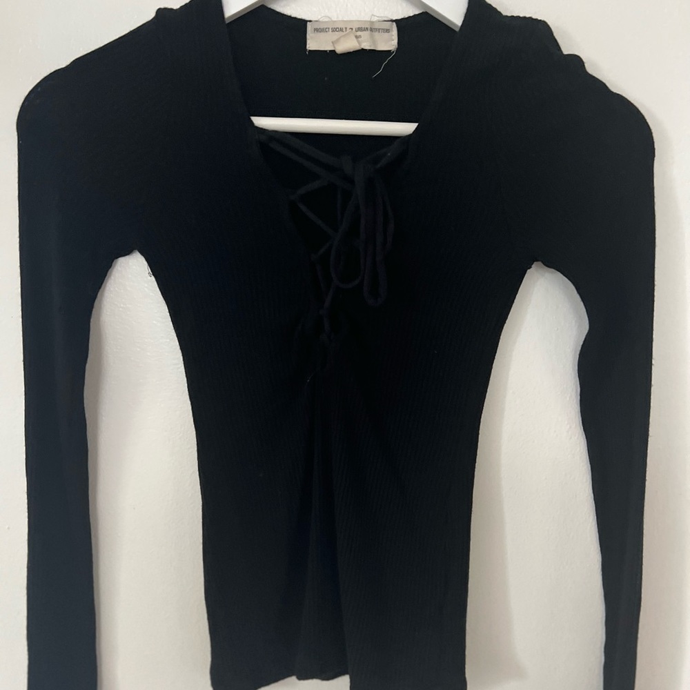 Urban outfitters tie front long sleeve top
